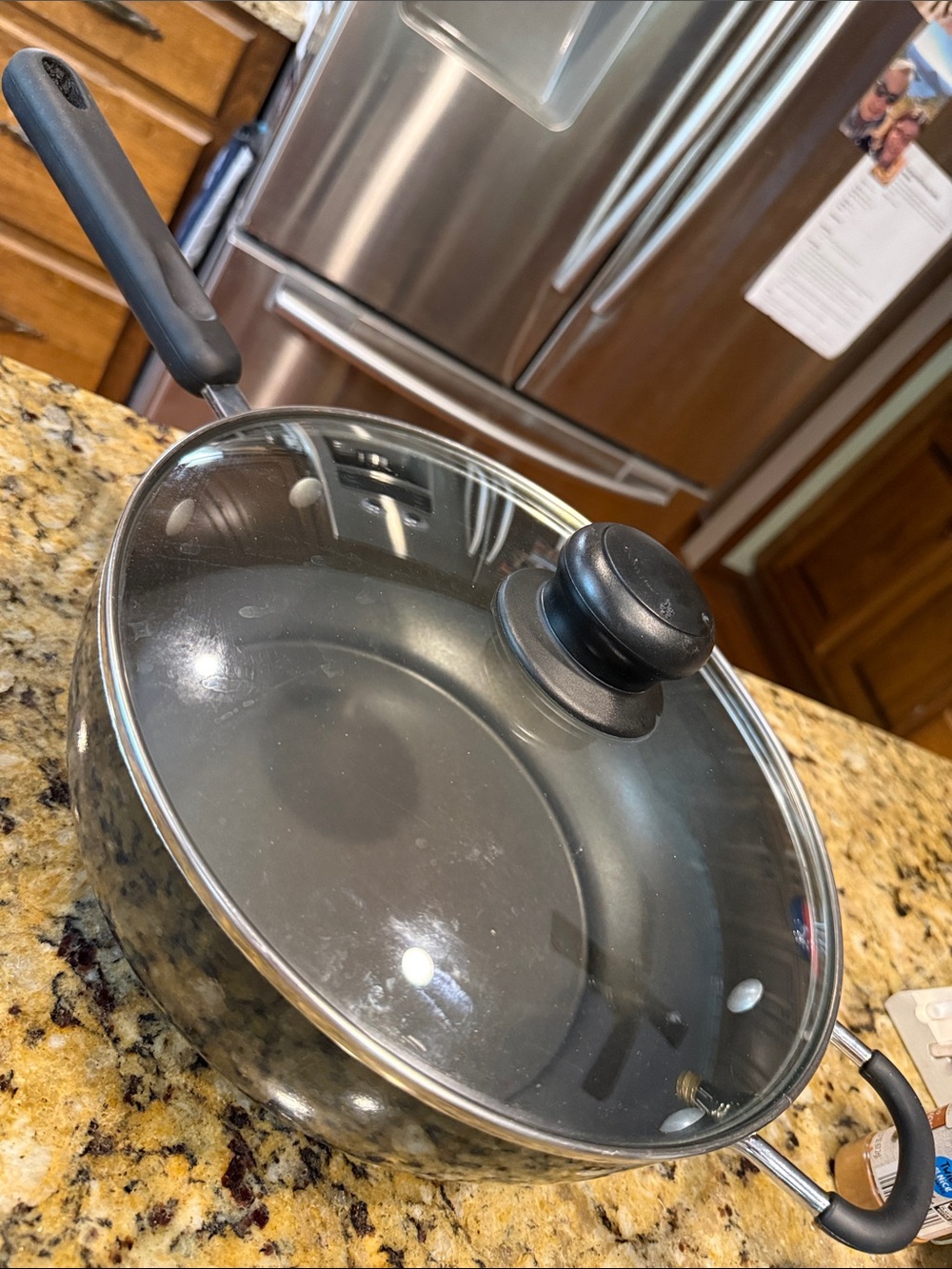 Wearever Vintage chef pan with vented glass lid metalflake teal